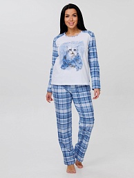 Женская пижама П-73(К) / Голубой (кошка)