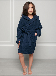 Детский халат махровый с вышивкой Синий Котик