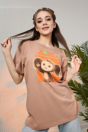 Женская футболка 8374 Чебурашка Капучино